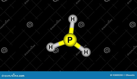 Phosphine Molecular Structure Isolated On Black Stock Illustration