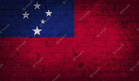 Samoa Bandeira Grunge Parede De Tijolos Textura Símbolo Nacional Estilo Simples Design Concreto