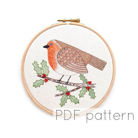 Bird Embroidery Hoop Art Pattern Robin Bird Pattern | Etsy Bird ...