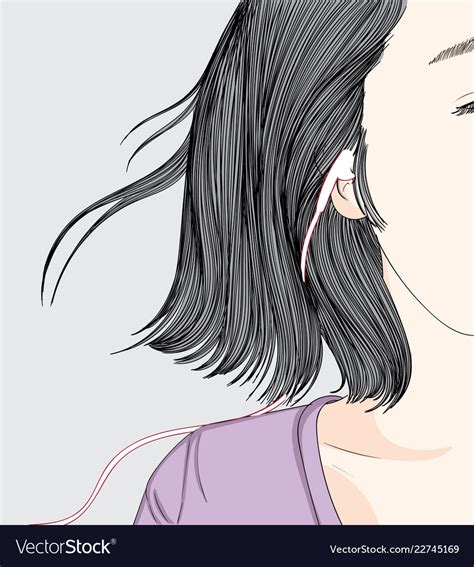 Women Are Listening To Music In One Ear Royalty Free Vector