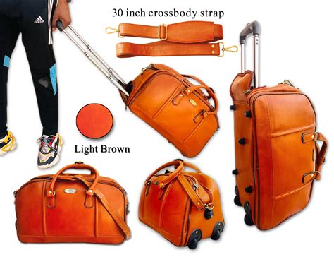 Leather Trolley Bag Rolling Luggage Bag Cabin Luggage Bag - Etsy