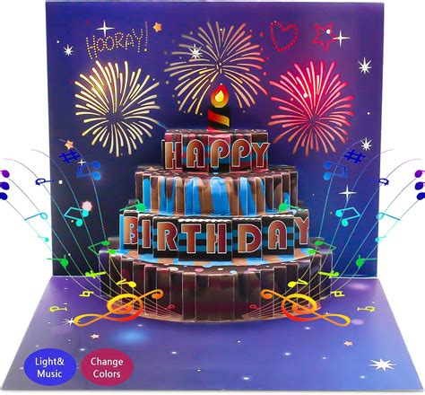 Zercart Birthday Card Greeting Card Pop Up Musical Birthday Cards With