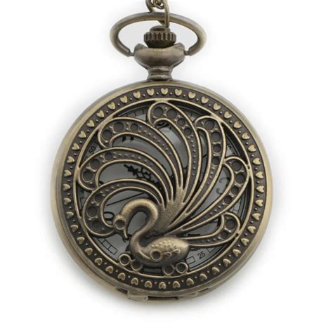 DropShipping Hollow Steampunk Peacock Design Vintage Pocket Watches For