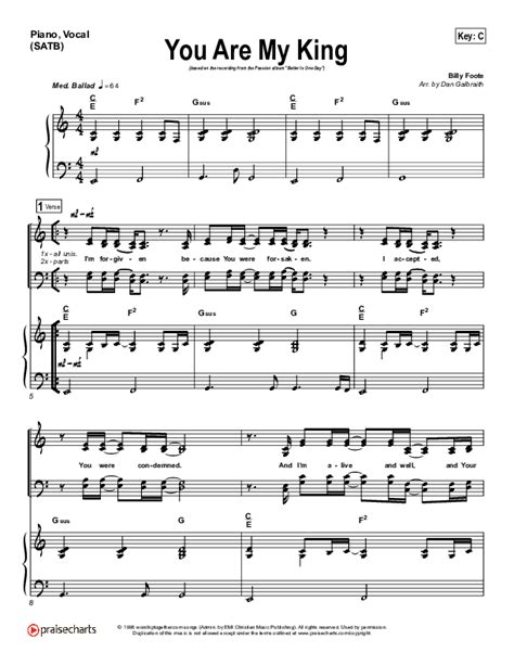 You Are My King Amazing Love Sheet Music Pdf Christy Nockels Praisecharts