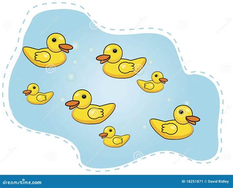 Seven Happy Ducks Swimming In A Pond Stock Image - Image: 18251871