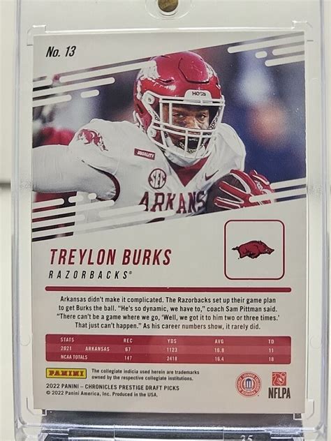 2022 PANINI CHRONICLES DRAFT PICKS Treylon Burks PRESTIGE PINK ROOKIE