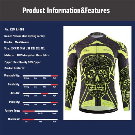 Kemaloce Yellow Cycling Jersey Men Bike Long Sleeve Bike Shirt