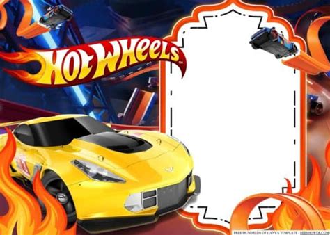 FREE Editable Hot Wheels Blank Birthday Invitation