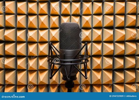 microphone  shock mount   soundproof foam wall stock image