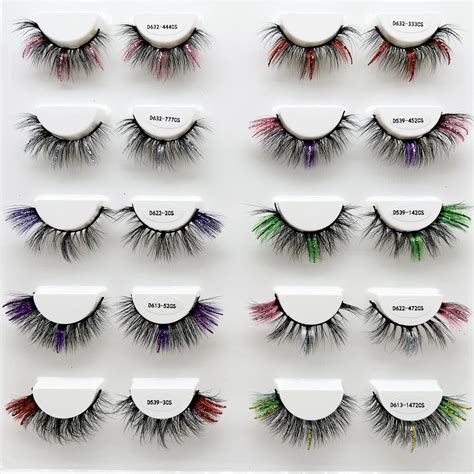 Wholesale Faux Mink Strip 15mm 25 Mm Mink Lashes With Color And Glitter Lashes Colored Lash