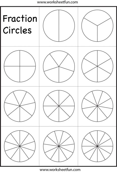 Fraction Circles Template Printable Fraction Circles 1 Worksheet