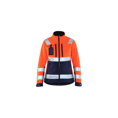 Veste softshell haute visibilité femme 5389 Orange fluo Marine