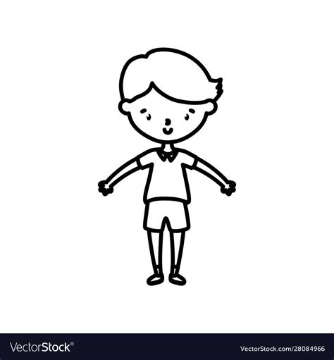 Little boy infant cartoon character line style Vector Image