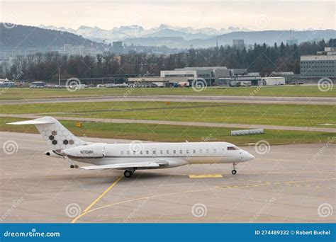 Bombardier Global 6000 Business Jet In Zurich In Switzerland Editorial