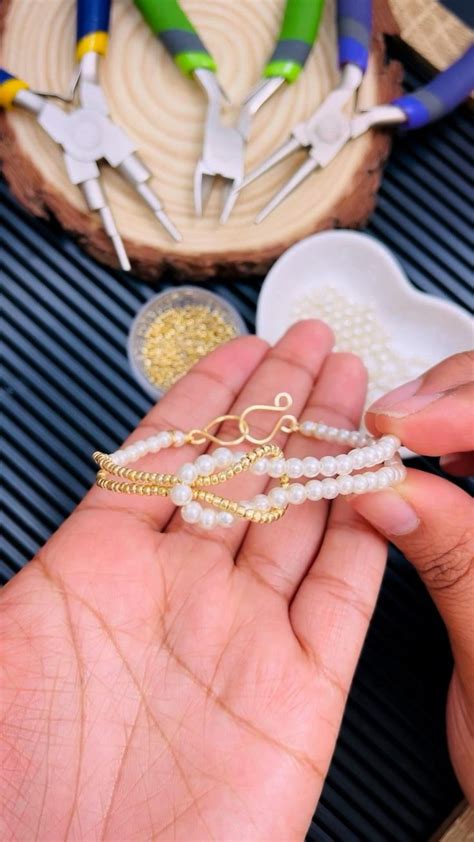 Diy Pulsera De Perlas Y Mostacillas En Alambrismo Hacer Bisuteria