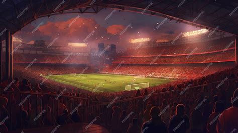 Premium AI Image | Football or soccer stadium with fans in the stands