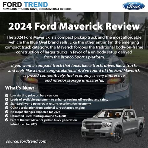 2024 Ford Maverick Pickup Truck Infographic Ford Trend