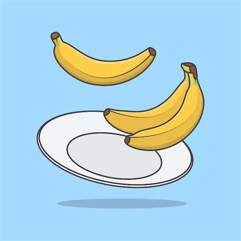 Banane Fruit Sur Une Plaque Illustration Vectorielle De Dessin Animé