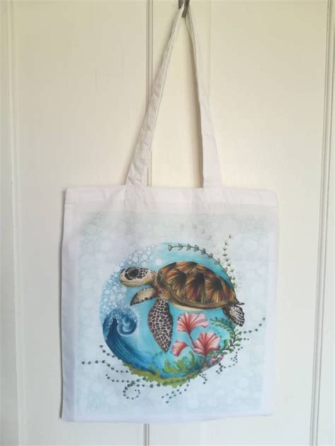 Green Sea Turtle Tote Turtle Bag Recycled Tote Bag Etsy