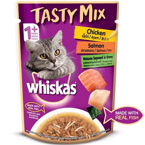 Tasty Mix Chicken Salmon Wakame Seaweed Gm Whiskas Pink Paws