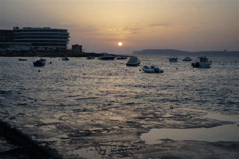 Sunset Over The Mediterranean Sea Marfa Mellieha Malta Stock Photo