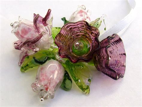 Lampwork Glass Flower Beads For Jewelry Making A Romantic Bouquet Set