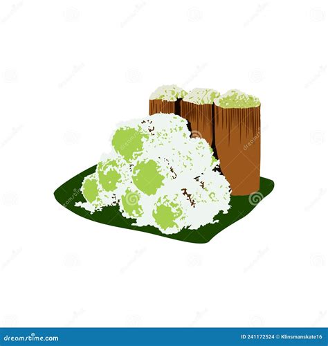 Illustration Of Kue Putu Ayu Indonesian Traditional Cake Steamed Cake