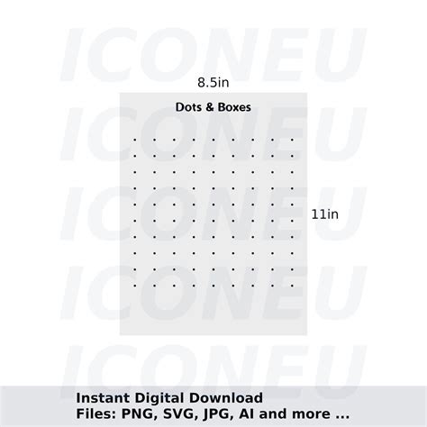 Dots and Boxes Board Game Instant Digital Download Custom PDF Print ...