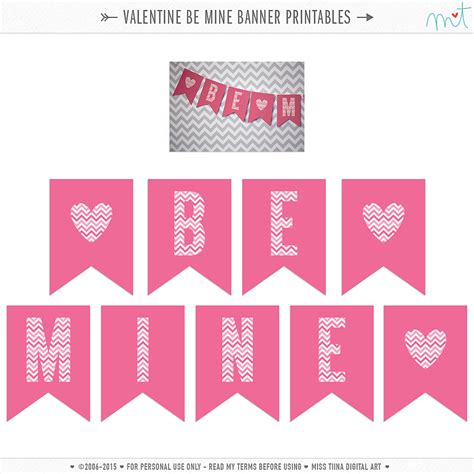 FREE Printable Valentine’s ‘Be Mine’ Banner • Miss Tiina