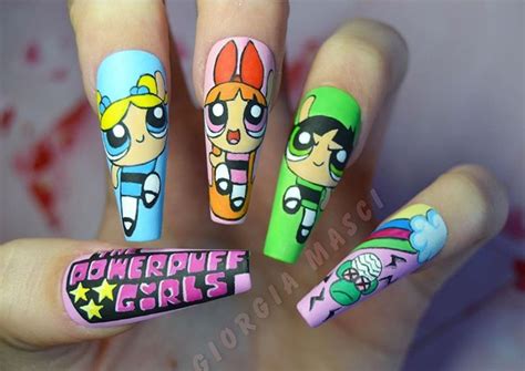 50 Fun Cartoon Nail Designs The Glossychic Short Acrylic Nails Designs Anime Nails Glue