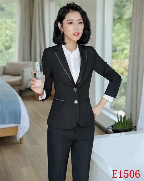 2019 Formal Womens Blazers Trouser Suits Pant Suits Black Blazer And