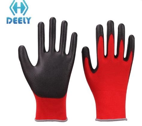 13G Polyester Liner With PU Palm Coated Sadety Work Gloves China