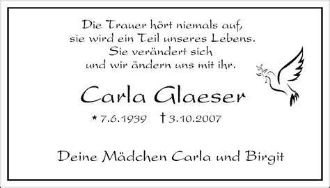 Traueranzeigen Von Carla Glaeser Trauer In Nrw De