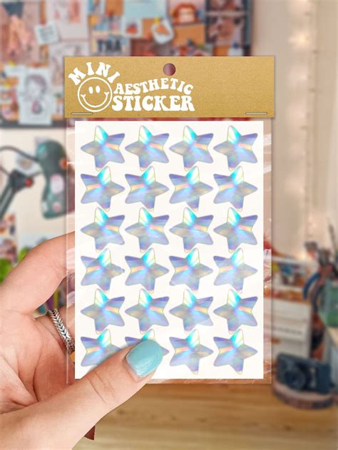 Jual Mini Star Holographic Sticker Bentuk Bintang Set Deco Stiker