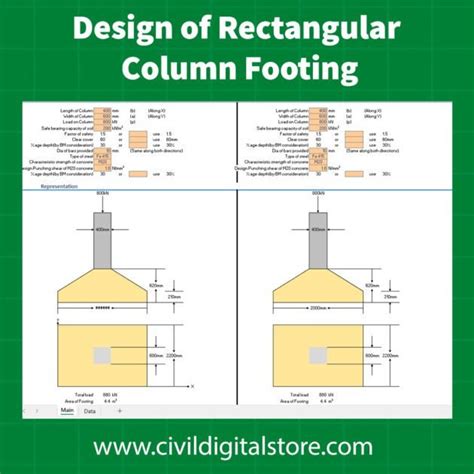 Design Rectangular Column Footing Civil Digitalstore