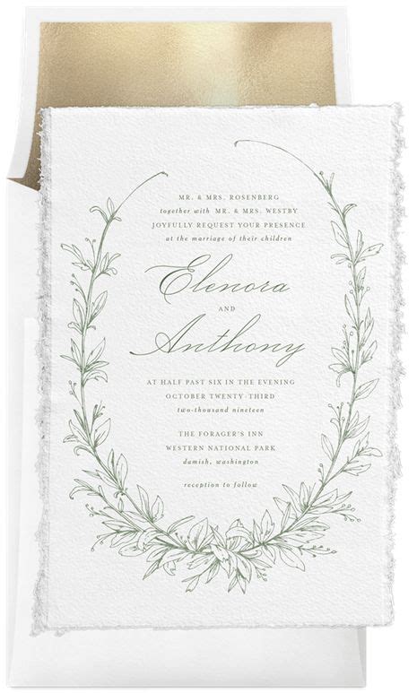 Botanique Invitations In Green Greenvelope Timeless Wedding