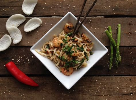 Stir Fry Sesame Prawn Noodles Recipe Pescetariankitchen