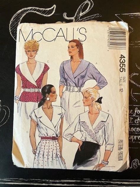 Hard To Find Mccall S Misses Blouse Semi Fitted Notched Or Shawl