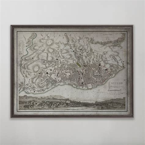 Lisbon Map Vintage Map of Lisbon Portugal Vintage Wall Art - Etsy