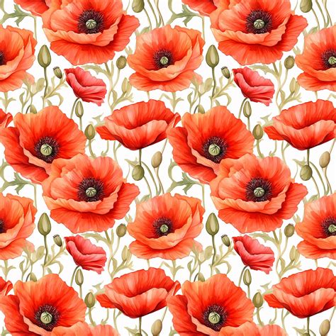 Premium Photo Poppy Flower Watercolor Background Seamless Pattern