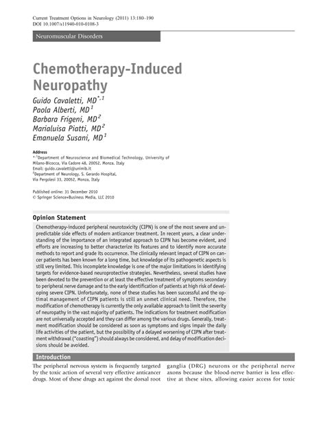 (PDF) Chemotherapy-Induced Neuropathy