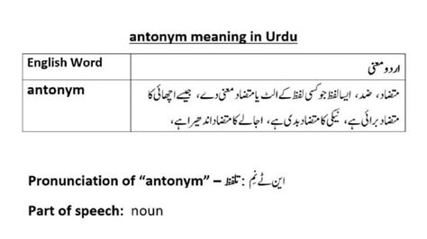 Antonym Meaning In Urdu With Examples And List Of Opposite Words