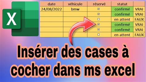 insérer des cases à cocher dans excel YouTube