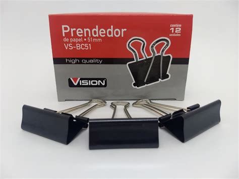 Prendedor De Papel Binder Clip 51mm Preto 12 Unidades Vision Vision