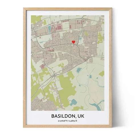 Basildon Map Poster - Your City Map Art - Positive Prints