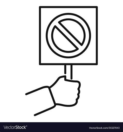 Hand Hold Stop Sign Icon Outline Style Royalty Free Vector