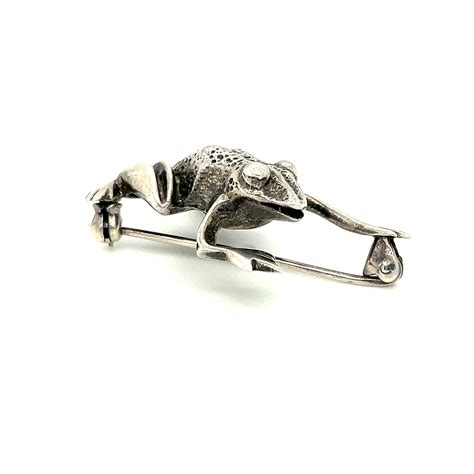 Sterling Silver Frog Pin Brooch 63g Etsy