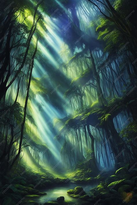 Premium AI Image | Enchanted rainforest of haunted cottage the sun's
