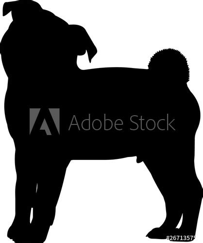 Pug Silhouette Vector at Vectorified.com | Collection of Pug Silhouette ...