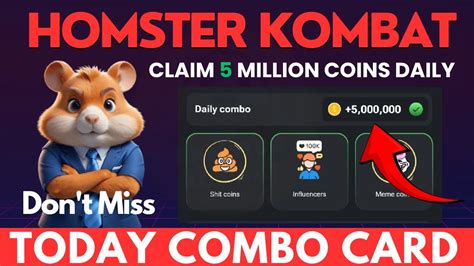 Hamster Kombat Daily Combo Card Million Coins Hamster Kombat Cipher